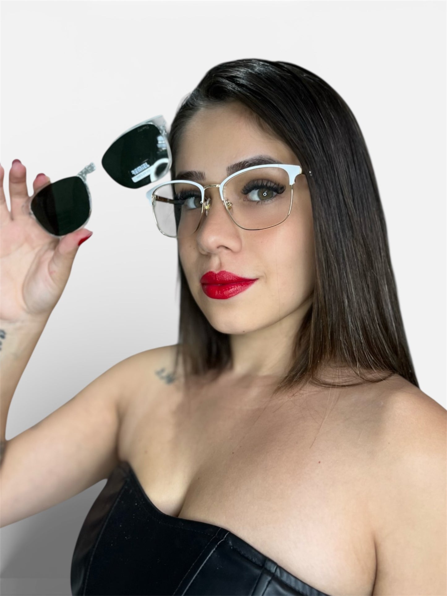 Quadrado Clip-On Lumi Branco e Dourado